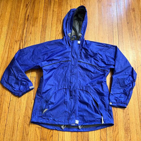 Woolrich Jacket Womens Medium Nylon Rain Blue CoatHooded Vented - Picture 1 of 10
